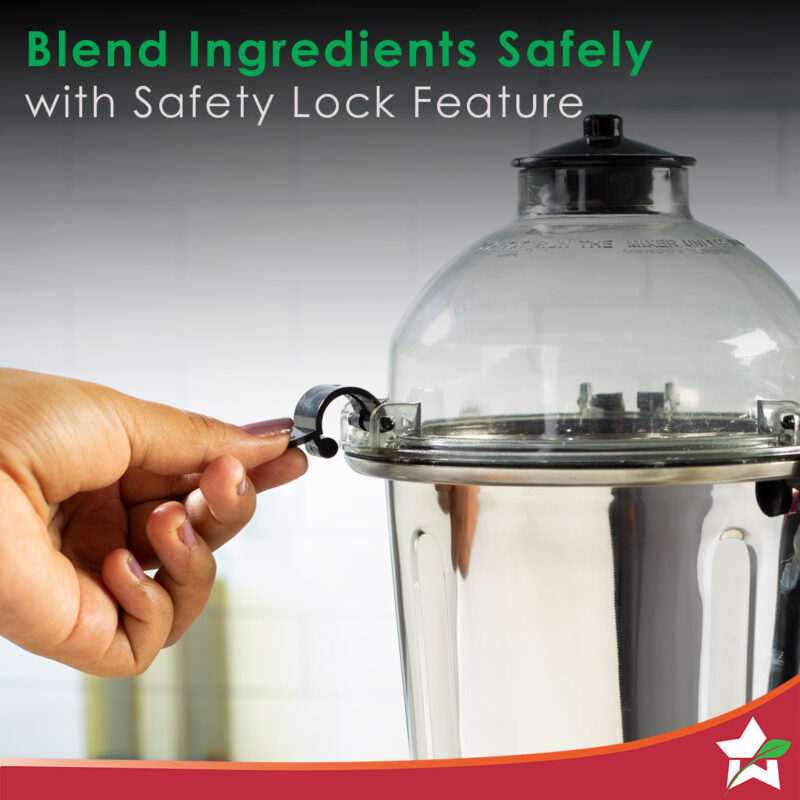 Platinum Mixer Grinder 750W with 4 Stainless Steel Jars And Anti-Rust Stainless Steel Blades, Ergonomic Handles, 5 Years Warranty On Motor,  Black & Crimson - Image 4