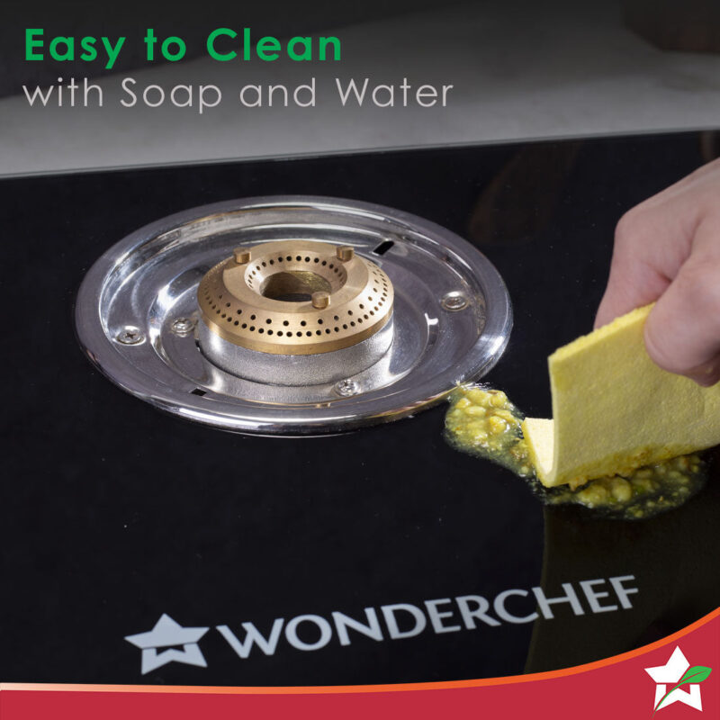 Ultima 3 Burner Manual Glass Cooktop | 6mm Toughened Glass Cooktop | Stainless Steel Drip tray | Anti-Skid Legs | Large Pan support | Manual Ignition | 360 degree Revolving Nozzle | Black steel frame | 2 Year Warranty | Black - Image 6