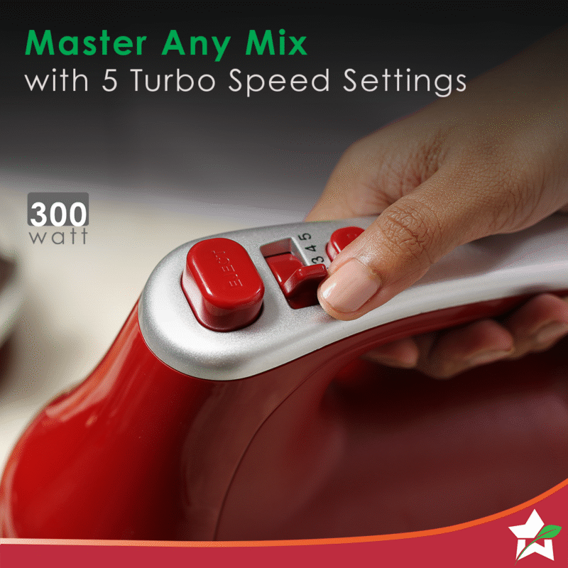 Wonderchef Renewed Crimson Revo Stand Mixer and Beater with 5 Speed Settings | 4.5L SS Bowl | 300 Watt Powerful Copper Motor | Mixing Beater, Dough Hook Attachments & Spatula | 1 Year Warranty - Image 3