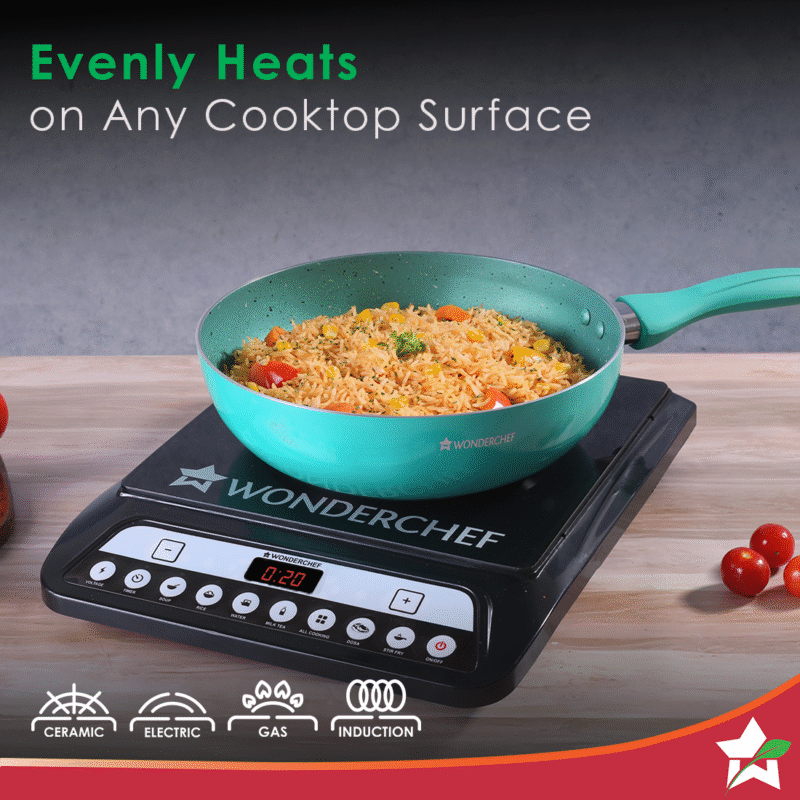 Wonderchef Renewed Celebration Non-stick 24cm Wok (without Lid) | Induction Friendly | Soft Touch Handle | Pure Grade Aluminium | 2.2mm | PFOA/Heavy Metals Free - Image 2