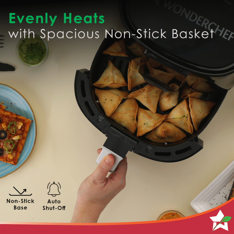 Prato Digital Air Fryer for Home and Kitchen with 5 Pre-set Menu|3.8 Litres Non-stick Basket| Fry, Grill, Bake & Roast| Rapid Air Technology| Auto Shut-Off| Healthy Cooking with 99% less Fat| Sleek & Compact| 1450 Wattage| Black|1 Year Warranty - Image 2