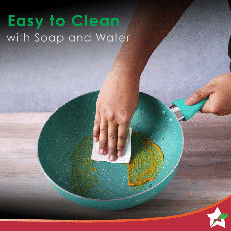 Wonderchef Renewed Celebration Non-stick 24cm Wok (without Lid) | Induction Friendly | Soft Touch Handle | Pure Grade Aluminium | 2.2mm | PFOA/Heavy Metals Free - Image 6