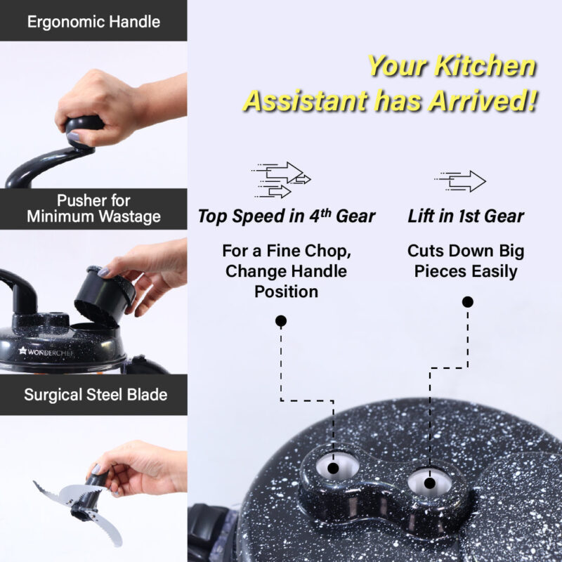 Turbo Dual Speed Food Processor, Multi-purpose, High Speed, Chop Vegetables, Julienne, Whisk, Slice, Mince, Knead Atta, Blend Juices - Image 4