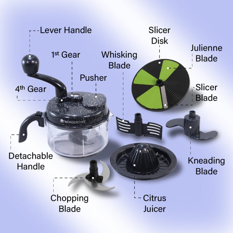 Turbo Dual Speed Food Processor, Multi-purpose, High Speed, Chop Vegetables, Julienne, Whisk, Slice, Mince, Knead Atta, Blend Juices - Image 8