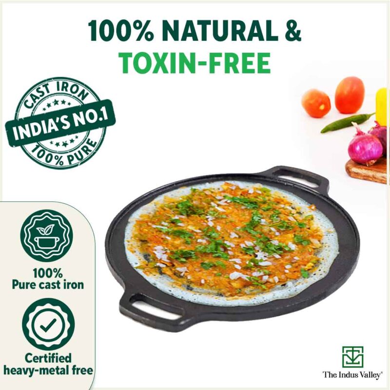 CASTrong Cast Iron Cookware Set: Tawa+ Kadai, Kitchen Set for Home, Pre-seasoned, 100% Pure, Toxin-free, Induction, Free ₹400 Tadka Pan - Image 4