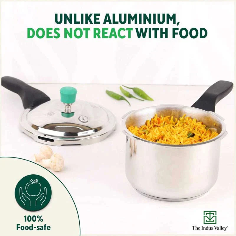 3L+ 4.5L QuicKooker Stainless Steel Pressure Cooker Combo+ Free ₹600 Wood Chopping Board, Premium Quality, Tri-ply (3 Layer) Heavy Bottom, 3Yr Warranty, ISI Certified, Induction & Gas - Image 7