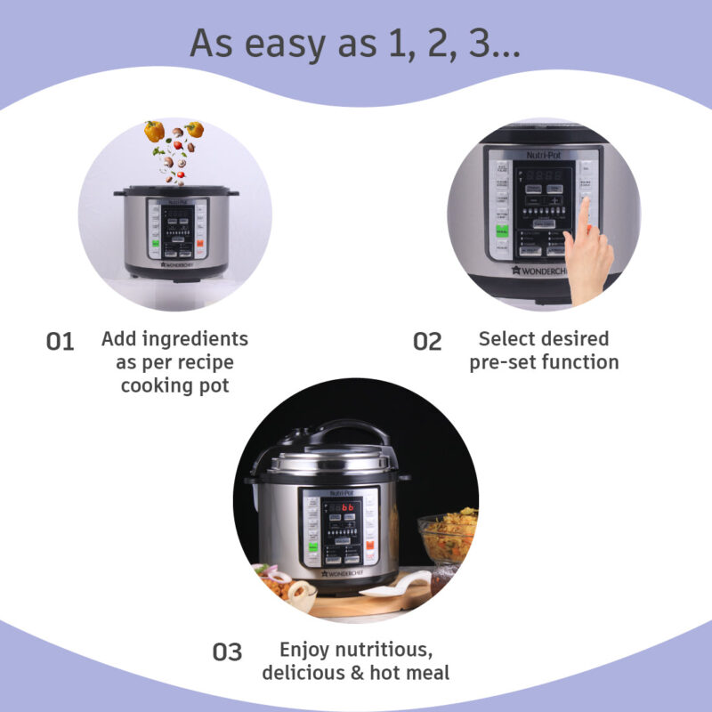 Wonderchef Renewed Nutri-Pot | 3L | Electric Pressure Cooker with 7-in-1 Functions - Image 6