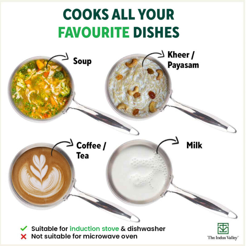 TurboCuk Tri-ply Stainless Steel Saucepan/ Milk/ Tea Pan+ Glass Lid, Premium Quality, 3 Layer Thick Body, 100% Toxin-free, Non-stick,  Induction & Gas, 1.5/3.5L - Image 12