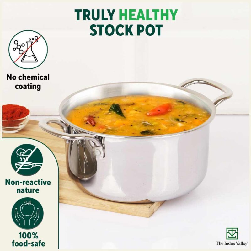 TurboCuk Tri-ply Stainless Steel Casserole/ Cooking Pot/ Sauce Pot+ Steel Lid, Premium Quality, 3 Layer Thick Body, 100% Toxin-free, Non-stick, Induction & Gas, 2.1L - Image 5