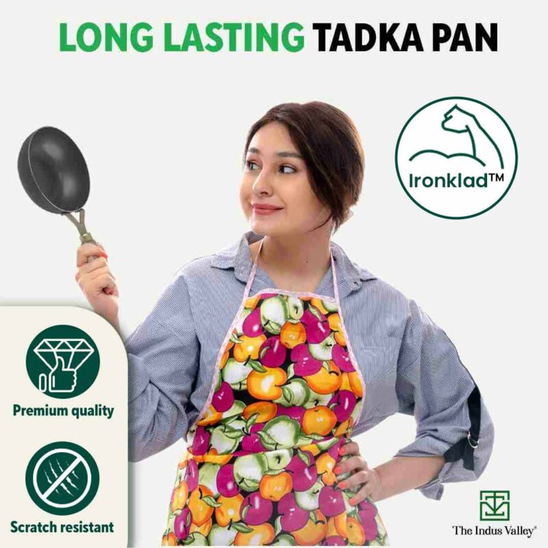 100% Pure Sheet Iron Tadka Pan with Wooden/Silicone Handle, Seasoned, Toxin-free, 0.8/0.43ml - Image 10
