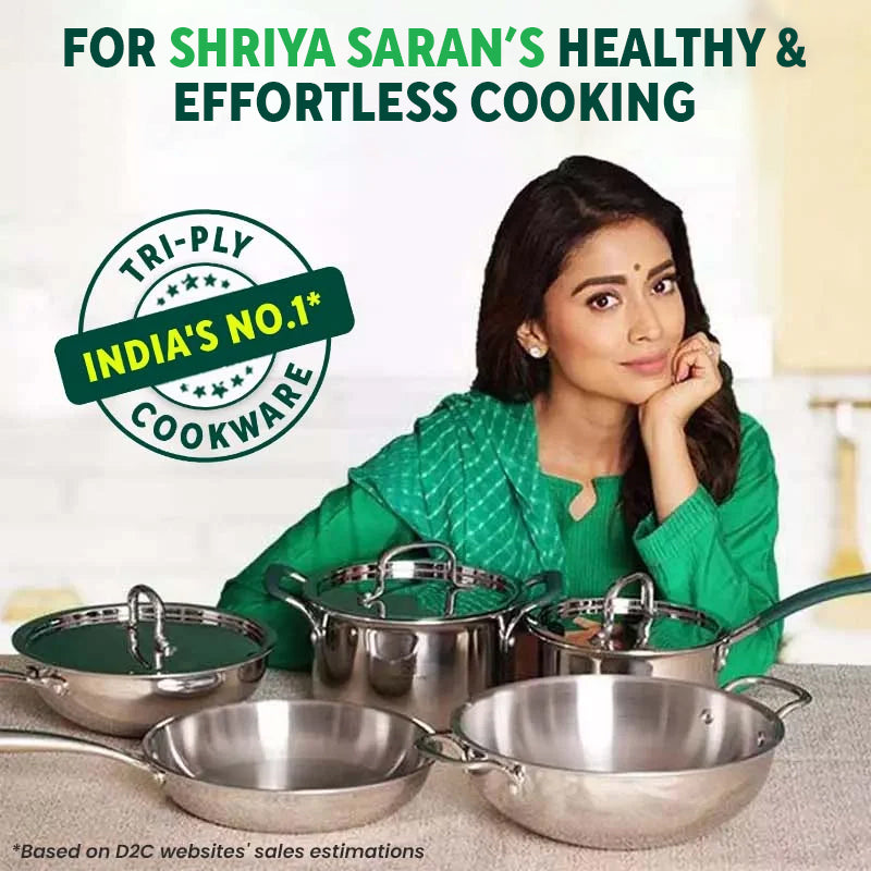 TurboCuk Tri-ply Stainless Steel Kadai, Premium 3 Layer Body, Induction, Non-stick, 1.7/2.7/4L - Image 2