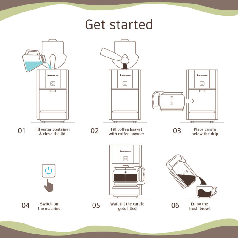 Wonderchef Renewed Regalia Brew Coffee Maker | 550 W | 700ml Borosilicate Glass Carafe | 3-in-1 Filter Coffee, Espresso, Cappuccino | Auto Shut Off | Removable Cone Filter | 7 Cups Coffee | 1 Year Warranty - Image 4