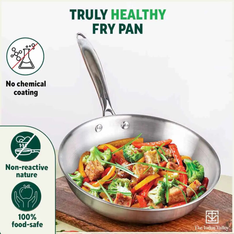 TurboCuk Tri-ply Stainless Steel Fry Pan+ Glass Lid, Premium Quality, 3 Layer Thick Body, 100% Toxin-free, Non-stick, Induction & Gas, 1.5/1.7/1.9L - Image 6