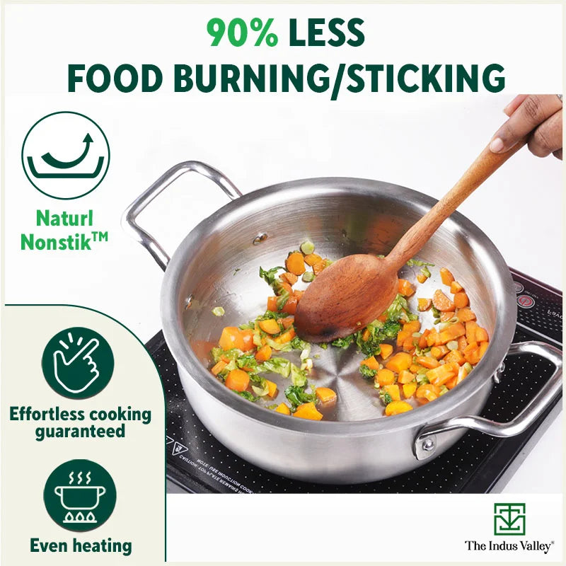 TurboCuk Tri-ply Biryani Cooking Pot/Casserole+ Glass Lid, Wide Handi Shape, Premium Quality, 3 Layer Thick Body, 100% Toxin-free, Non-stick, Induction & Gas, 2L - Image 3