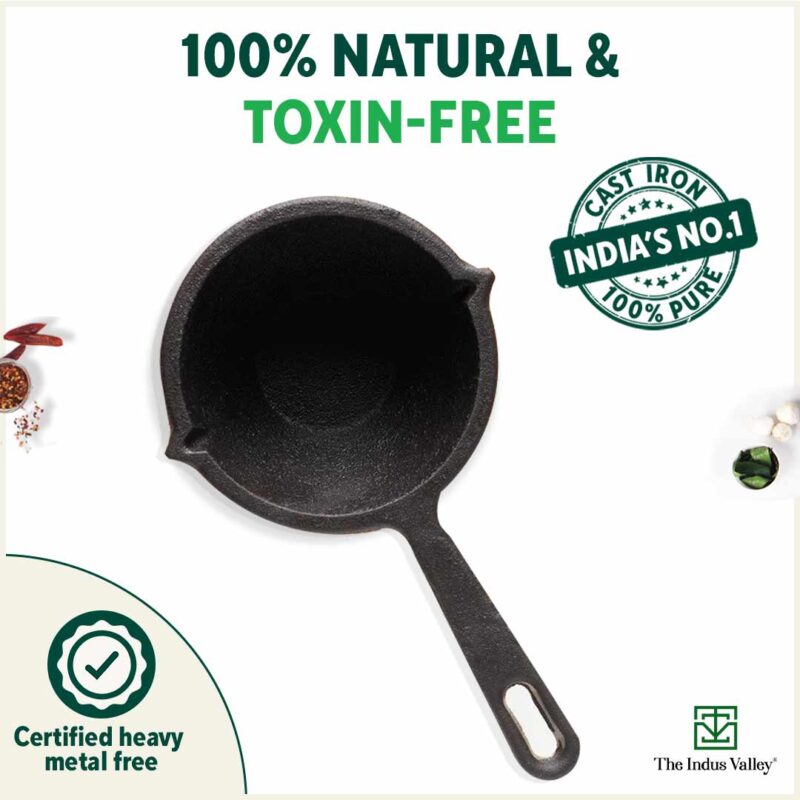 CASTrong Cast Iron Tadka Pan, Pre-seasoned, Natural Nonstick, 100% Pure, Toxin-free, Induction - Image 4