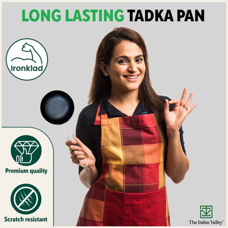 100% Pure Sheet Iron Tadka Pan with Stainless Steel Handle, Pre-seasoned, Toxin-free, Induction - Image 11