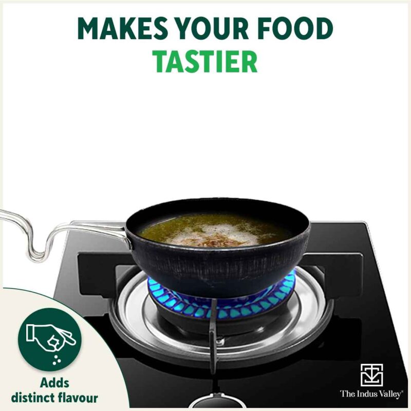 100% Pure Sheet Iron Tadka Pan with Stainless Steel Handle, Pre-seasoned, Toxin-free, Induction - Image 10