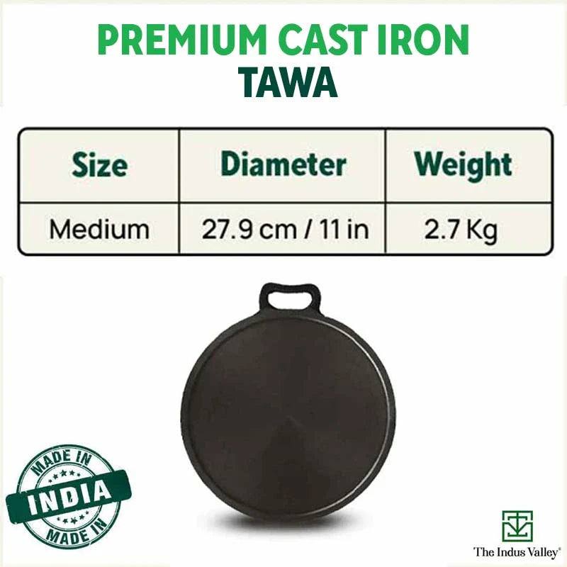 Super Smooth Cast Iron Tawa, Pre-seasoned, 100% Pure, Toxin-free, Induction, 27.9cm, 2.7 kg - Image 3