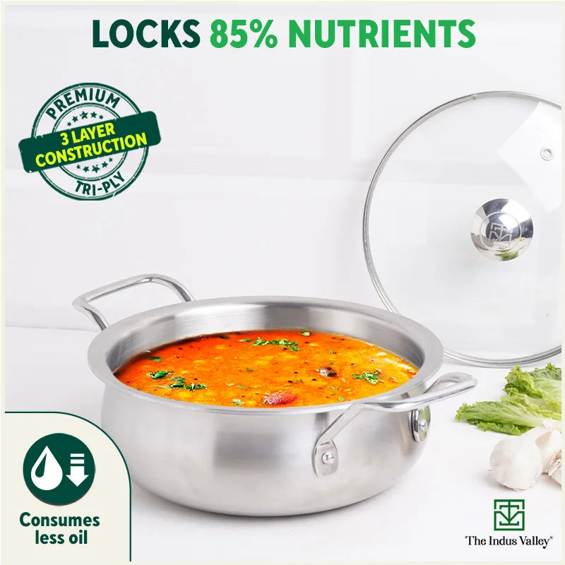 TurboCuk Tri-ply Biryani Cooking Pot/Casserole+ Glass Lid, Wide Handi Shape, Premium Quality, 3 Layer Thick Body, 100% Toxin-free, Non-stick, Induction & Gas, 2L - Image 7