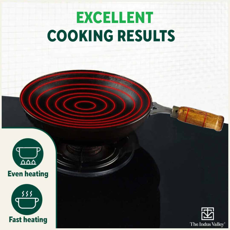 100% Pure Iron Wok with Wooden Handle, Toxin-free Sheet Iron, Pre-seasoned, 2.2/4.2L, 1/1.5kg - Image 7