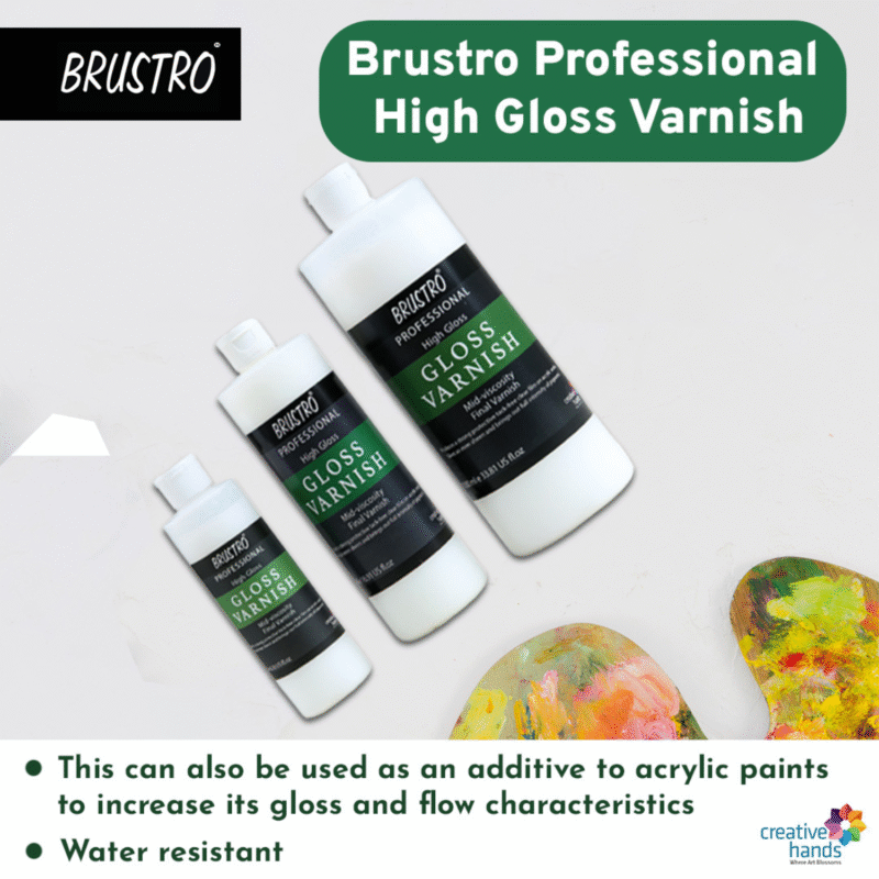 Brustro Artist's Varnish| High Gloss Finish|500ml| Apply with Brush |Perfect Coating on Acrylic Painting,Non-yellowing,Transparent,Canvas,Paper, Artwork Protection. - Image 3