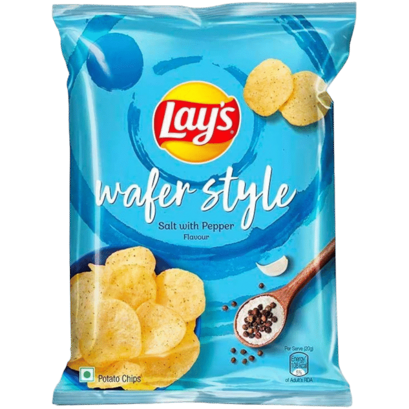 50x Lays Wafer Style Salt With Pepper Flavour, 52 g each (Pack of 50)