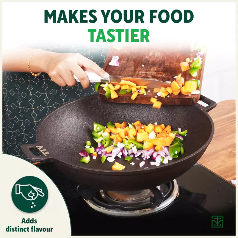 CASTrong Cast Iron Wok Kadai, Pre-seasoned, 100% Pure, Toxin-free, 31cm, 3.2L, 2.8kg - Image 9