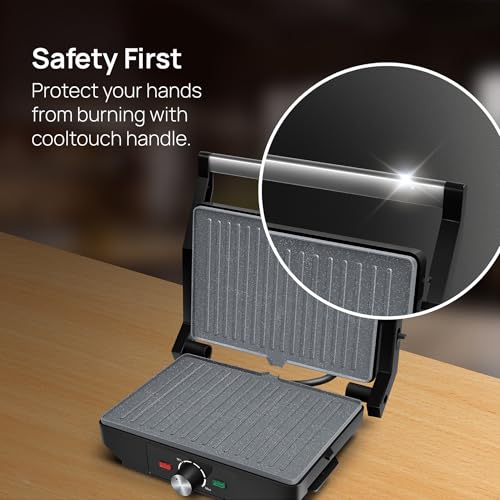 Wipro Elato BS204 1600 Watt Jumbo Ceramic Grill Sandwich Maker, Multi Heating Modes,180° Open Sandwich Griller, Non-Toxic BPA,PTFE,PFOA&PFAS Free, 2 Year Warranty, Large Bread Size for 2 Slices - Image 7