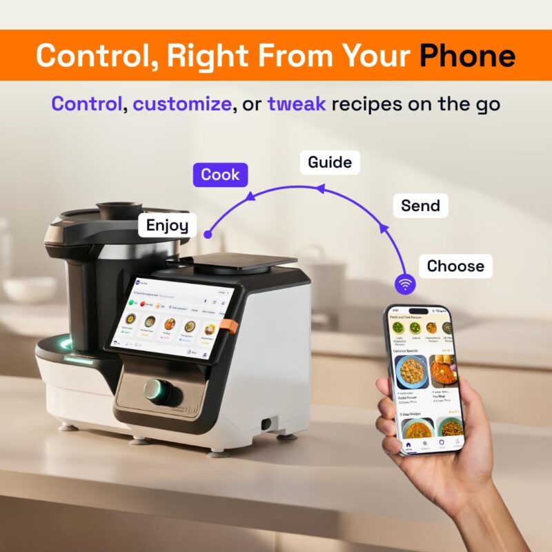 Upliance 2.0 Smart Cooking Appliance | Cook 750+ Dishes Faster | In-App Control & Nutrient Tracking | Chop, Cook, Stir & Clean | Glass Jar | 1-Year Warranty - Image 2