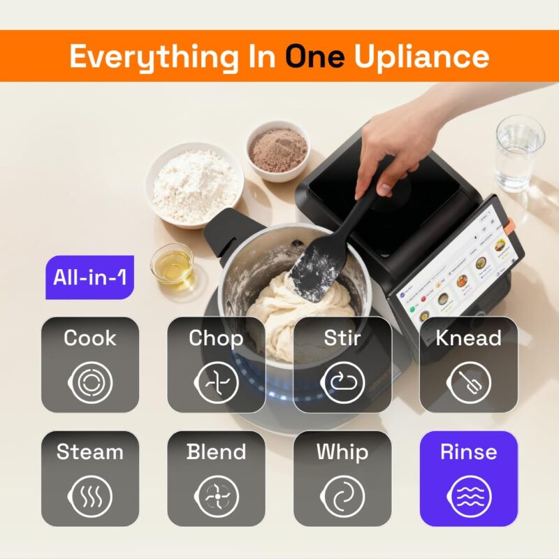 Upliance 2.0 Smart Cooking Appliance | Cook 750+ Dishes Faster | In-App Control & Nutrient Tracking | Chop, Cook, Stir & Clean | Glass Jar | 1-Year Warranty - Image 8