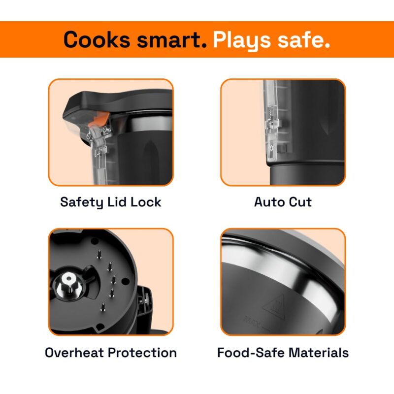 Upliance 2.0 Smart Cooking Appliance | Cook 750+ Dishes Faster | In-App Control & Nutrient Tracking | Chop, Cook, Stir & Clean | Glass Jar | 1-Year Warranty - Image 4