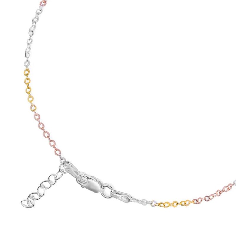 ZAVYA 925 Silver Trendy Triple Tone Cable Chain Anklet, Pair | Gift for her, Gifts for Women & Girls | With Certificate of Authenticity and 925 Stamp - Image 5