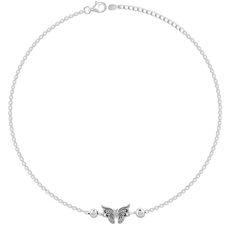GIVA 925 Silver Gypsy Butterfly Anklet,Single | Anklets for Women and Girls | With Certificate of Authenticity and 925 Stamp | 6 Months Warranty