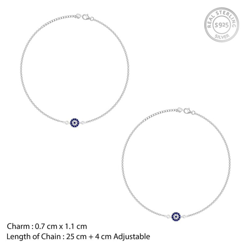 GIVA 925 Silver Evil Eye Anklet,Single| Gifts for Women and Girls | With Certificate of Authenticity and 925 Stamp | 6 Months Warranty - Image 4