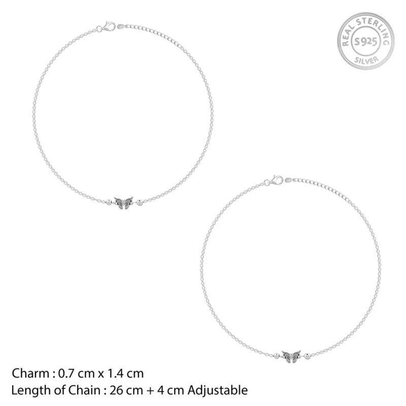 GIVA 925 Silver Gypsy Butterfly Anklet,Single | Anklets for Women and Girls | With Certificate of Authenticity and 925 Stamp | 6 Months Warranty - Image 3