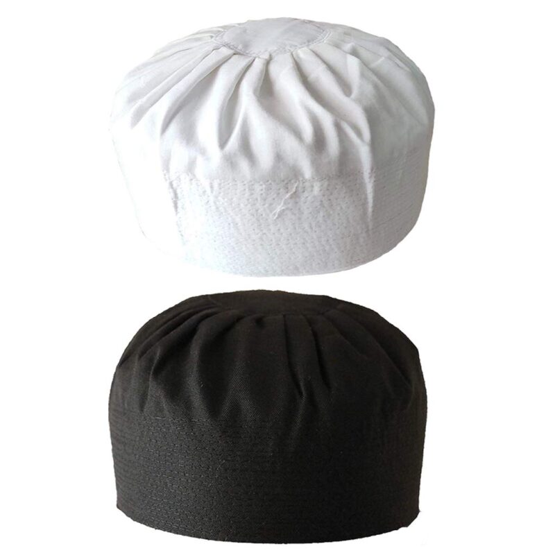 Cotton Shahid Cap House Round Shape Sufi Muslim NAMAZ Prayer Cap For Men's (22.5) White And Black, Free Size
