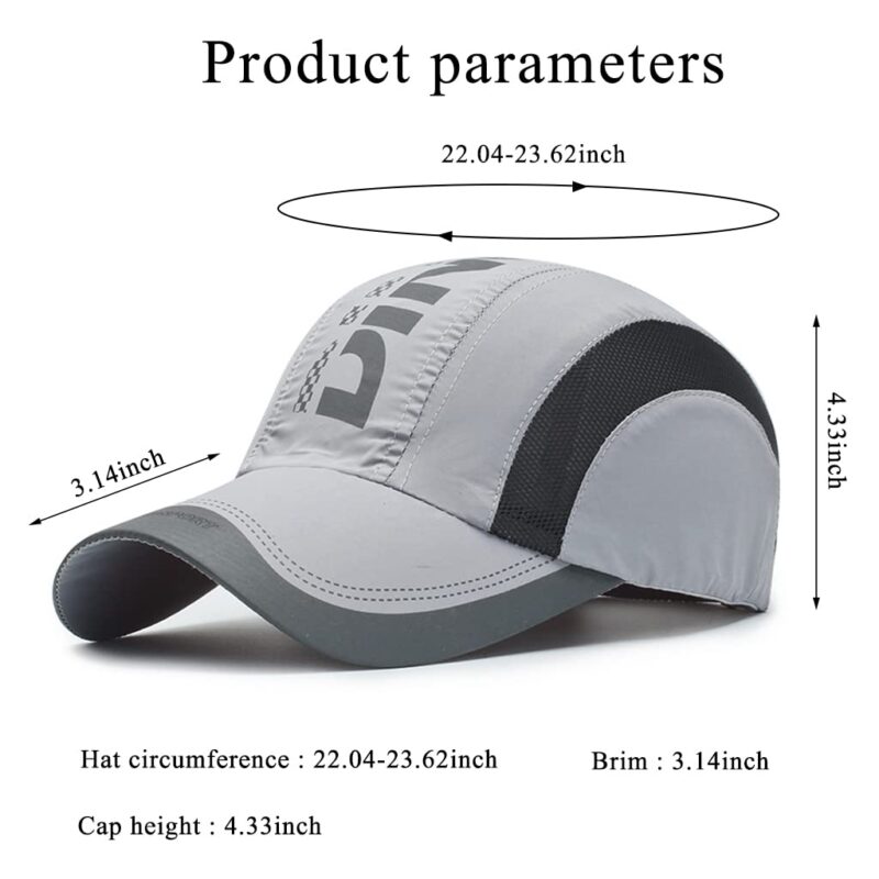Zibuyu Baseball Caps for Men Women Sports Cap Breathable Cotton Cap Outdoor Fishing Hiking Adjustable Buckle Closure Summer Cap - Grey - Image 4