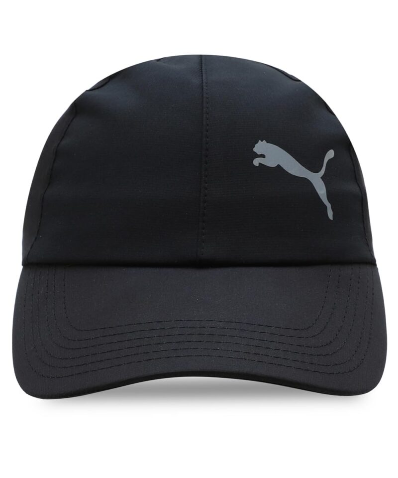 PUMA Poly Cotton Cap IND – Stylish and Sporty Six-Panel Cap with Curved Visor, Adjustable Hair-Safe Closure, and Iconic Cat Logo for All-Day Comfort Black
