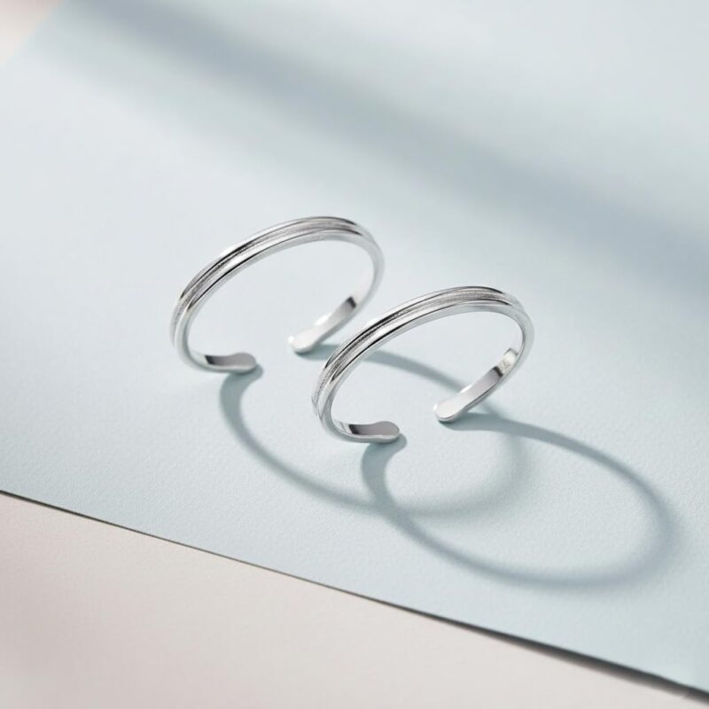Parnika 925 Sterling Silver Adjustable Toe Rings for Women | Comfort Fit Band Design | Pure 92.5 Silver Chandi Bichiya | Certificate of Authenticity Included (One Line) - Image 3