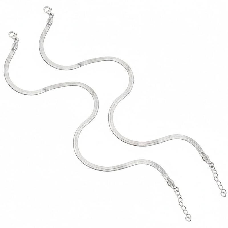 Parnika MJ 925 Beautiful Silver Payal Anklets In Pure 92.5 Sterling Silver For Women & Girls | With Certificate Of Authenticity | Pure Chandi Payal | Gift For Her |(Flat Snake - Pair)