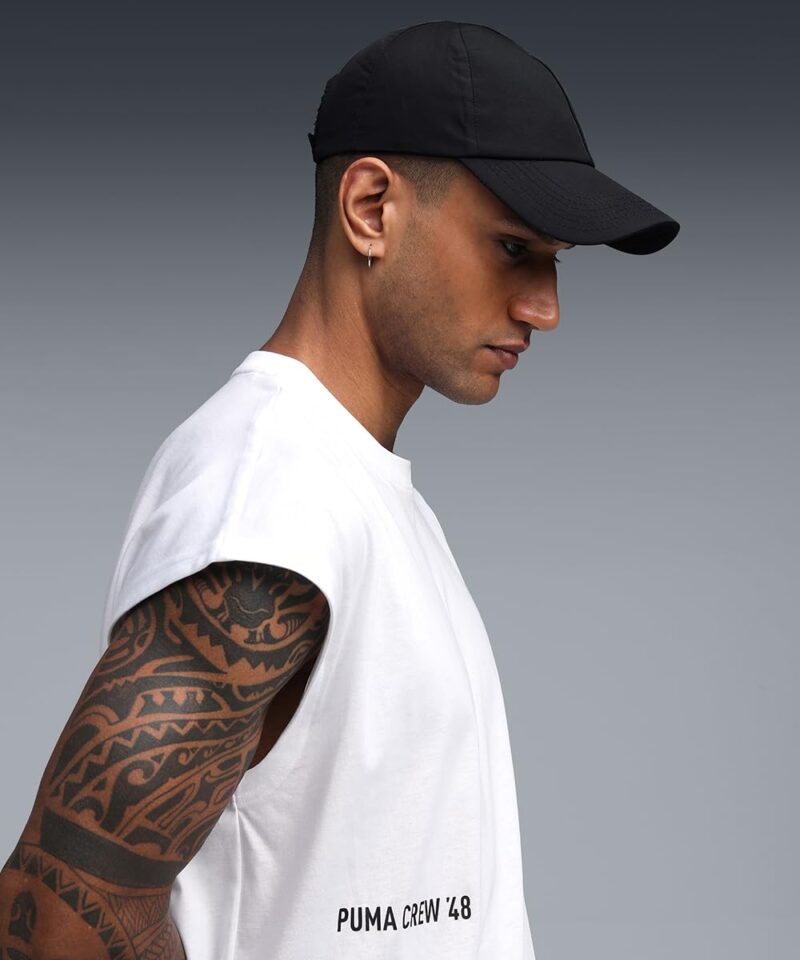 PUMA Poly Cotton Cap IND – Stylish and Sporty Six-Panel Cap with Curved Visor, Adjustable Hair-Safe Closure, and Iconic Cat Logo for All-Day Comfort Black - Image 3