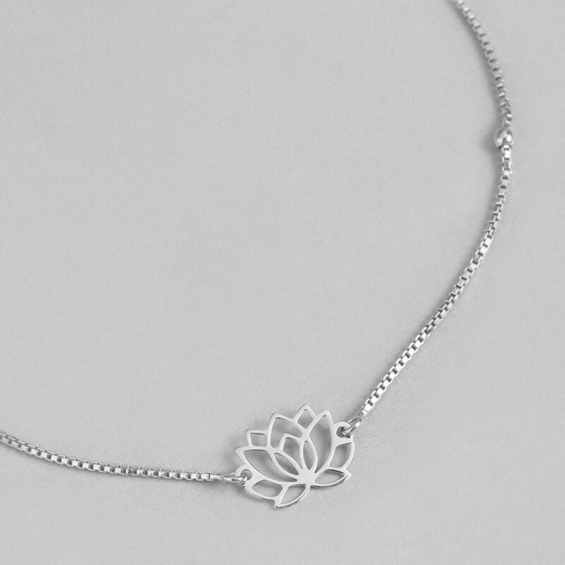 ZAVYA 925 Sterling Silver Designer Lotus Floral Rhodium Plated Adjustable Chain Anklet (Single) | Gift for Women & Girls | With Certificate of Authenticity & 925 Hallmark - Image 5