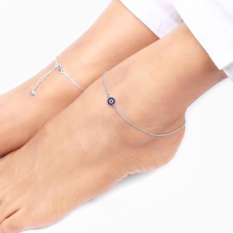 GIVA 925 Silver Evil Eye Anklet,Single| Gifts for Women and Girls | With Certificate of Authenticity and 925 Stamp | 6 Months Warranty - Image 2