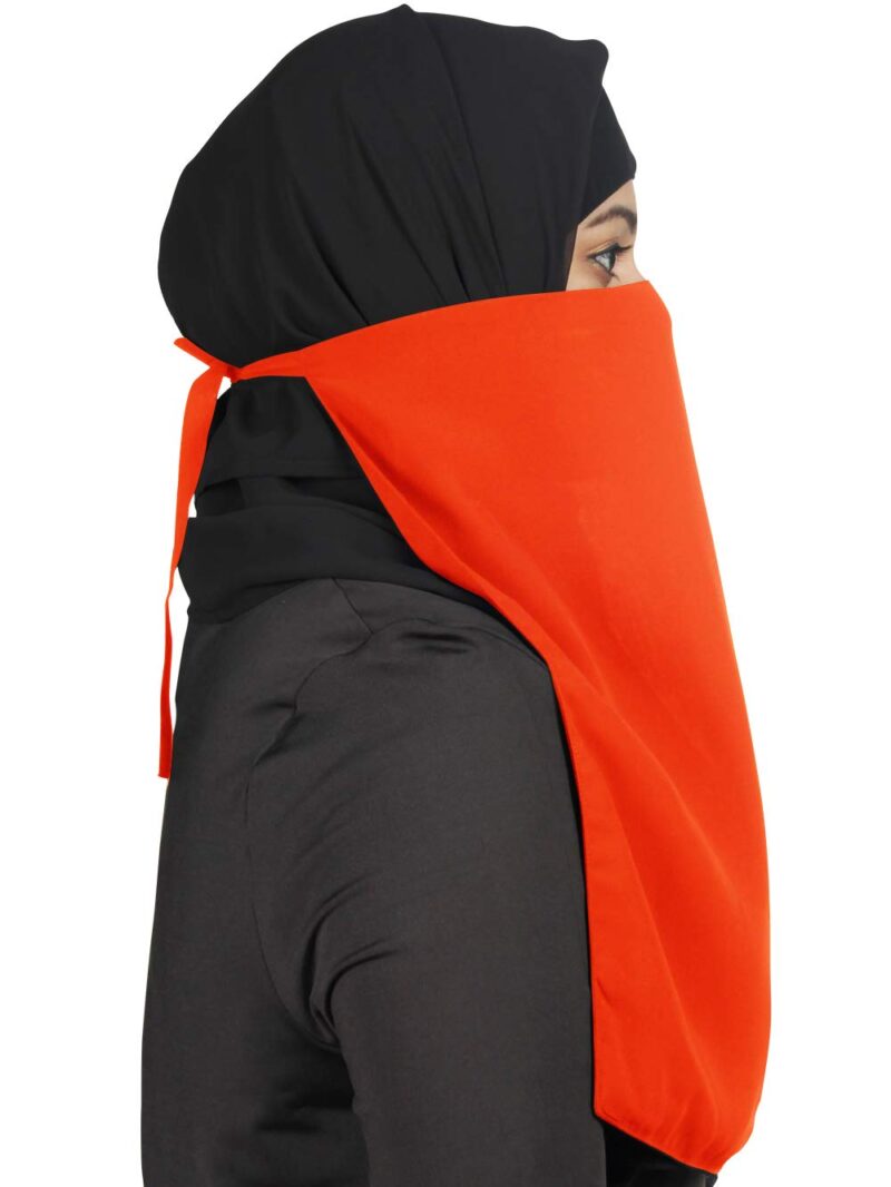 MyBatua Half Niqab Long Nose piece In Breathable Georgette, Wholesale Price, 1pc Face Veil NQ-002 (orange) - Image 2