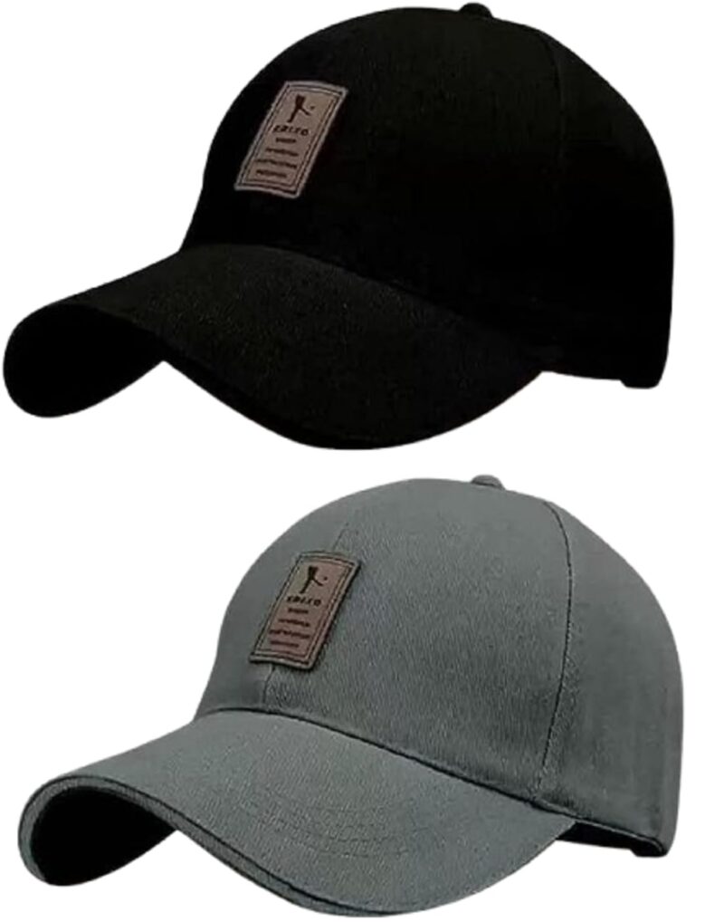 FY LANE Combo ediko 3 @2 Cap for Men Women Topi Unisex Head Branded Boy's Girl's Caps Adjustable Strap Summer Sports Cricket Gym Dance Cotton Free Size (Black@D.Grey)