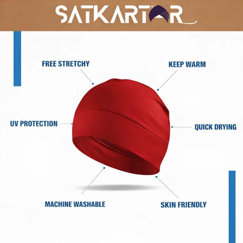 SATKARTAR Cotton Lycra Beanie Skull Cap | Soft, Stretchable Sleep Hat & Helmet Liner | Ideal for Biking, Cycling & Sports – Unisex (White) - Image 2