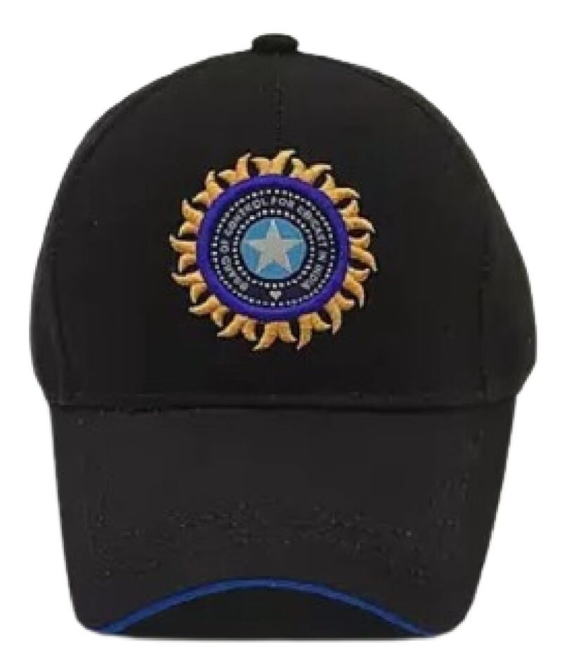 FY LANE Cotton India Cricket Cap Original Quality Head Caps for Men Unisex Mens Cap Adjustable Buckle Caps Men Women for All Sports Cricket Cap (Black+White+Blue), Free Size - Image 4