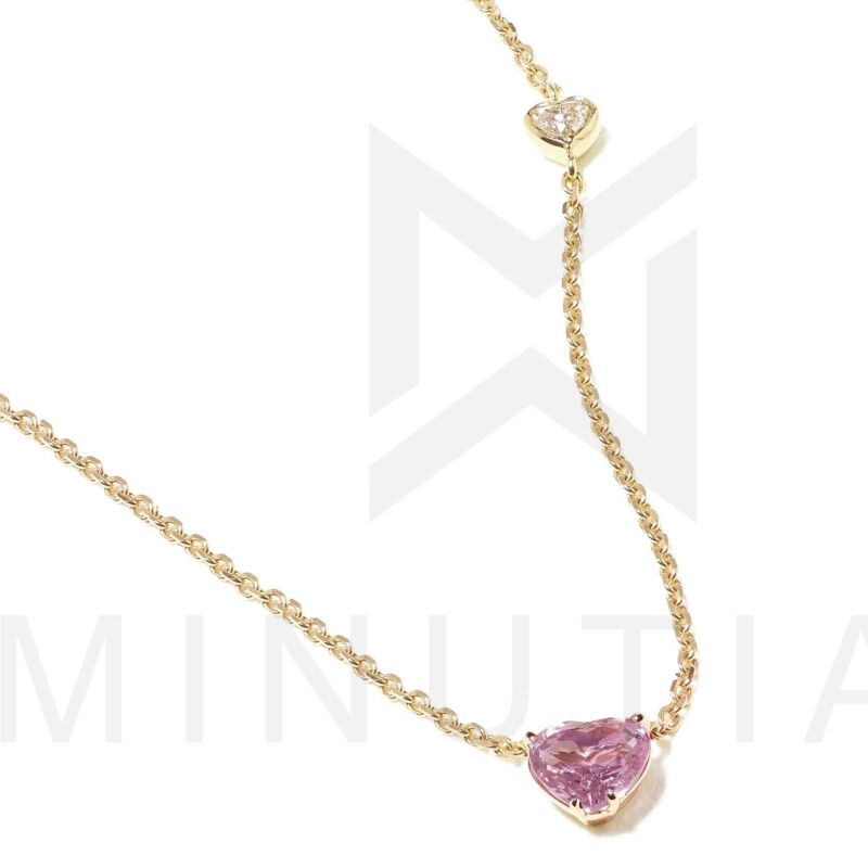 MINUTIAE Love Heart Shape With Pink & White Diam Gold Plated Pendant Necklace for Girls And Women with Extendable Chain - Image 2