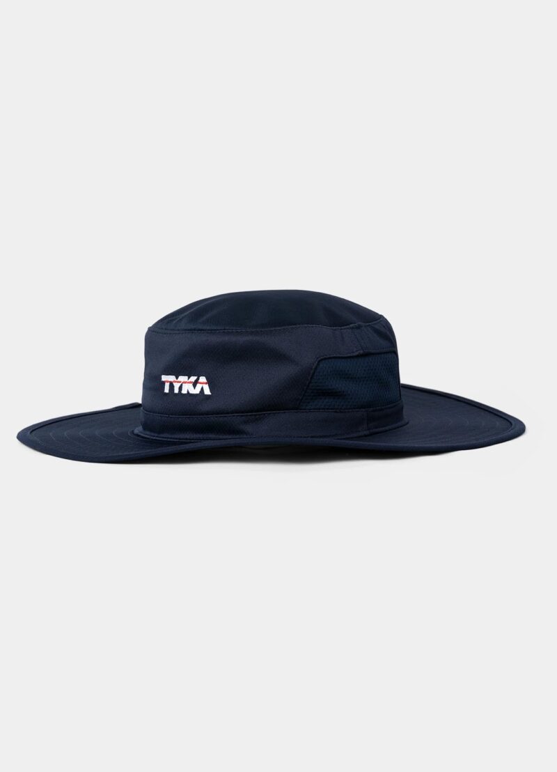 TYKA Cricket Umpire Panama Hat | Wide Brim Sun Protection Hat with Sweat-Absorbent Towel Lining | Lightweight & Breathable Headwear for Cricket Matches (in, Alpha, L, Navy)