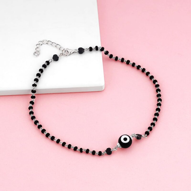GIVA 925 Silver Black Evil Eye Anklet,Single | Gifts for Women and Girls | With Certificate of Authenticity and 925 Stamp | 6 Months Warranty - Image 3